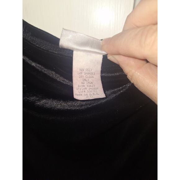 Vintage Made USA 2XL Pull On Skirt Velour Black Beaded Slits Whimsygoth Witchy - Picture 4 of 4